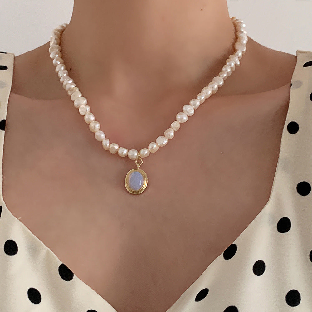 Pearl Clavicle Chain Jewelry Moonstone Pendant Necklace