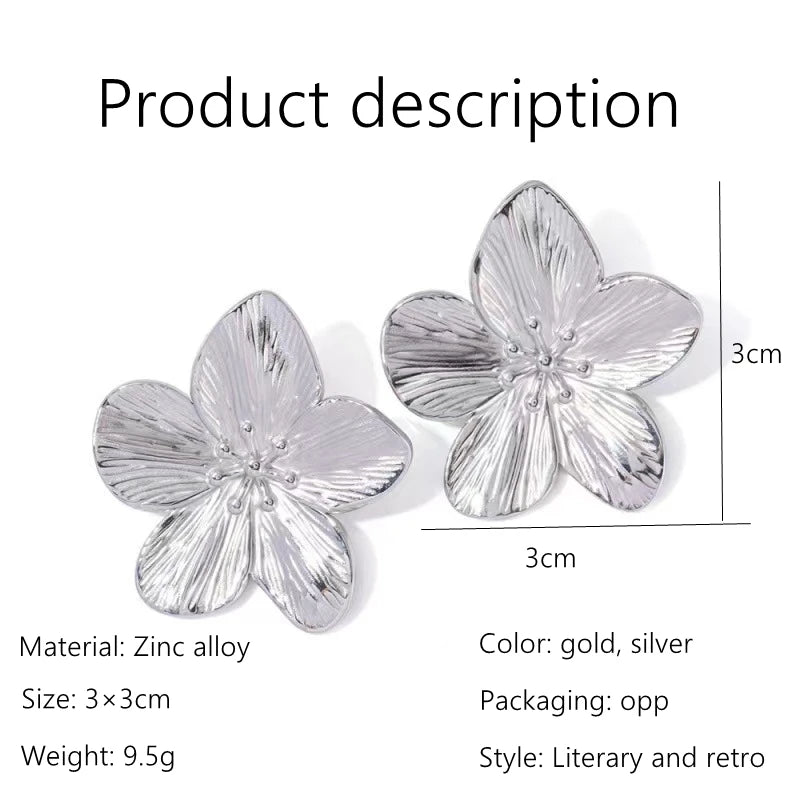 French courtly style metallic flower earrings high touch earrings
