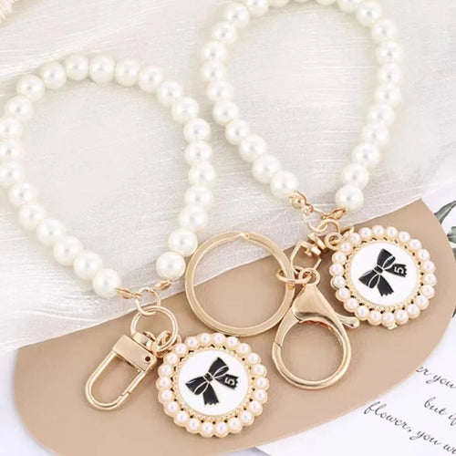 ZAKOL Cute Pearl Keychain for Women Girls Shiny Pearl Bead Shell Phone