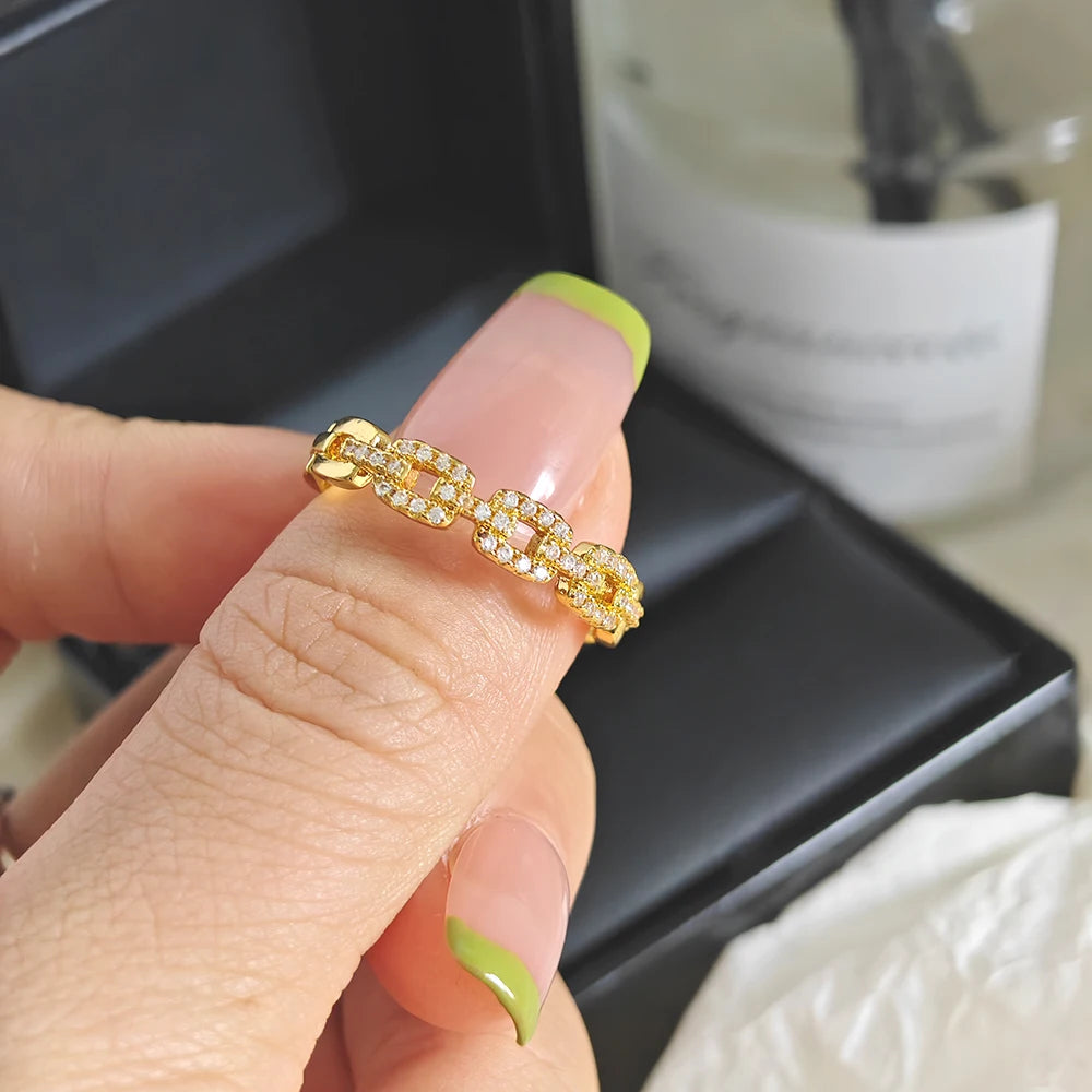 Moonso Arrival Trendy Gold Silver Color Twist Chain Ring for Women