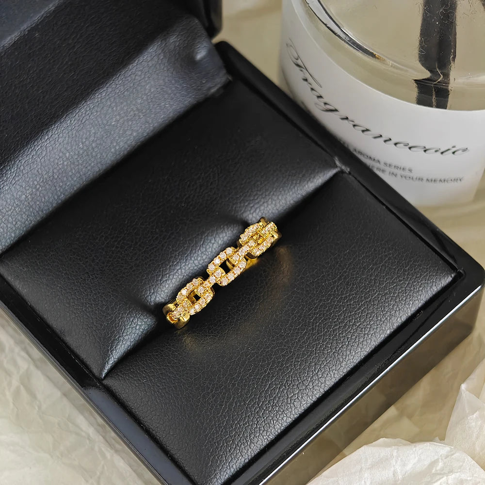 Moonso Arrival Trendy Gold Silver Color Twist Chain Ring for Women