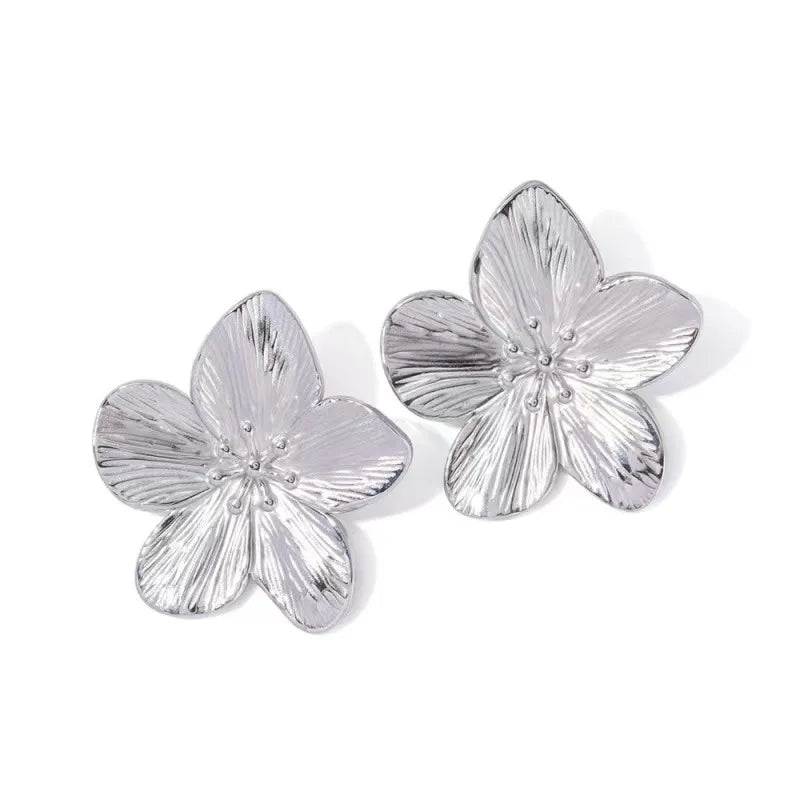 French courtly style metallic flower earrings high touch earrings