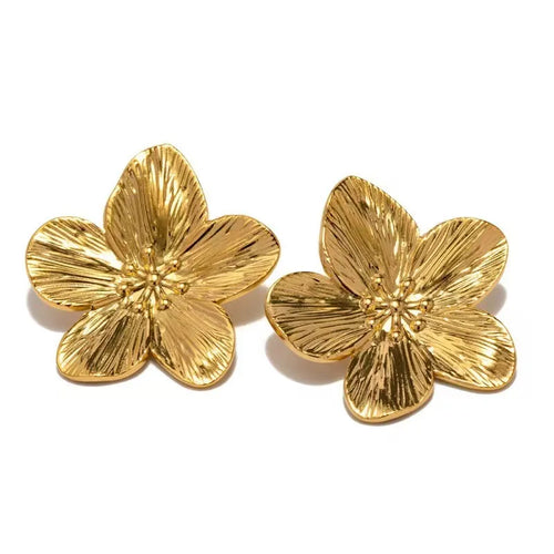 French courtly style metallic flower earrings high touch earrings