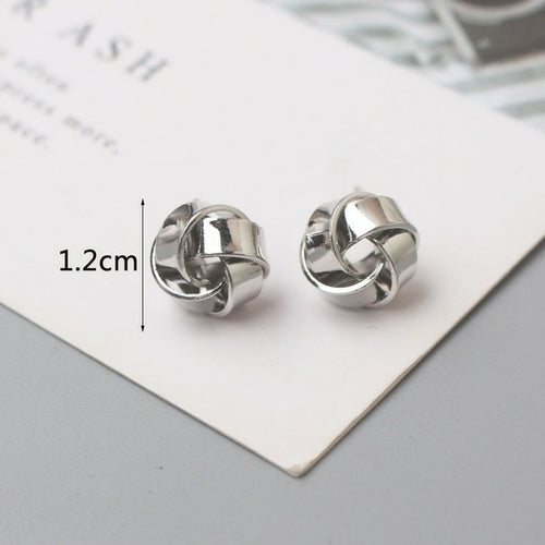 Tiny Metal Stud Earrings for Women Gold Color Twist Round Earrings