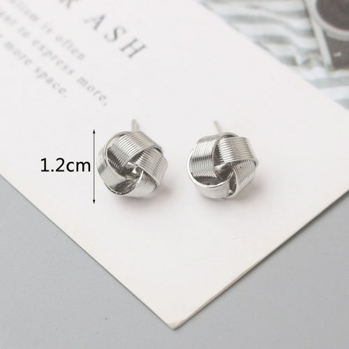 Tiny Metal Stud Earrings for Women Gold Color Twist Round Earrings