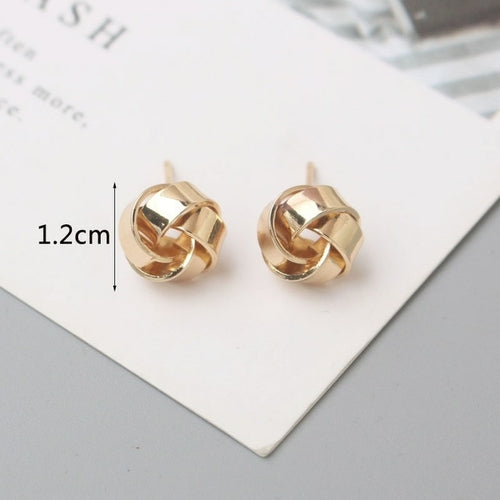 Tiny Metal Stud Earrings for Women Gold Color Twist Round Earrings