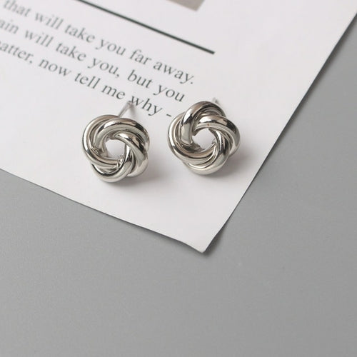 Tiny Metal Stud Earrings for Women Gold Color Twist Round Earrings