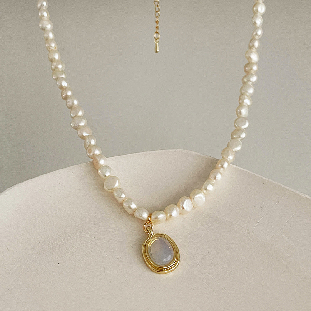 Pearl Clavicle Chain Jewelry Moonstone Pendant Necklace